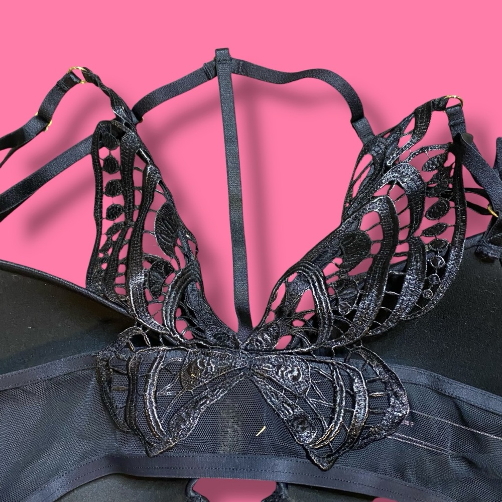 Victorias Secret Black Butterfly Lightly Lined Demi Bra Size 34C - Picture 7 of 8